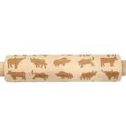Wooden Christmas Embossed Rolling Pin Dough Stick
