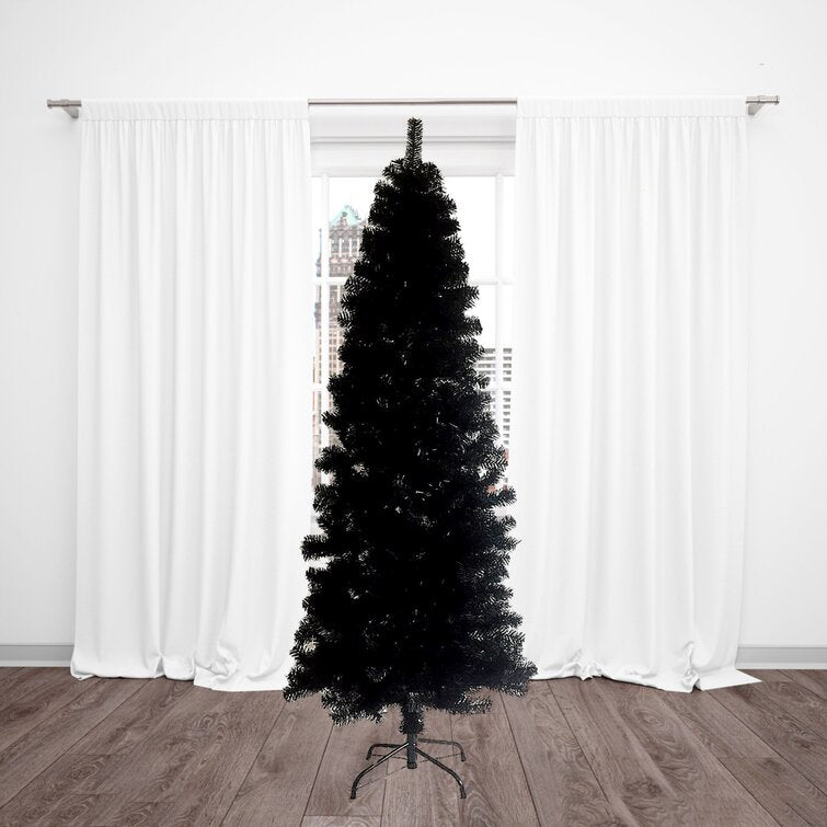 Slender Black Realistic Artificial Christmas Tree