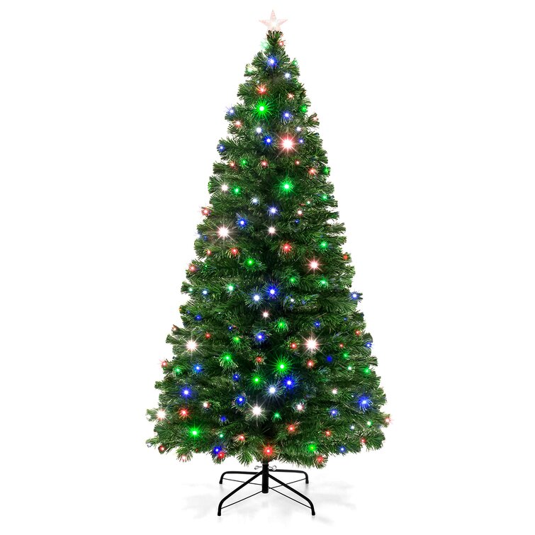 Green Pine Artificial Christmas Tree With Multi-Color LEDs