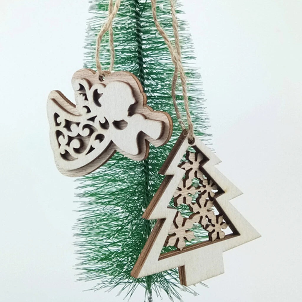Natural Wooden Christmas Tree Pendants