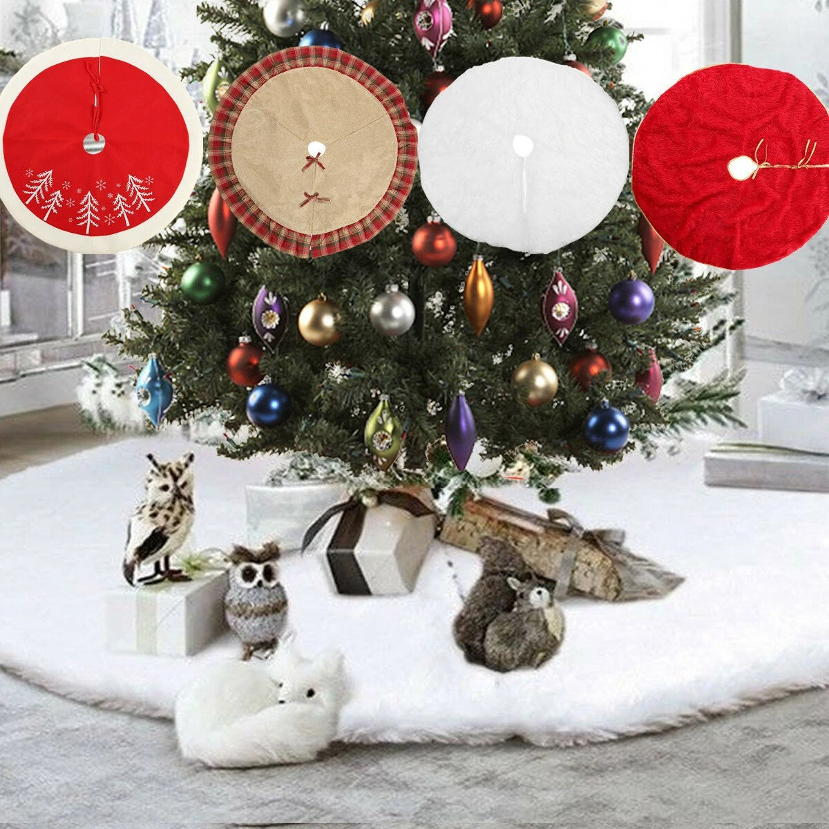 White Snowflake Plus Christmas Tree Skirt