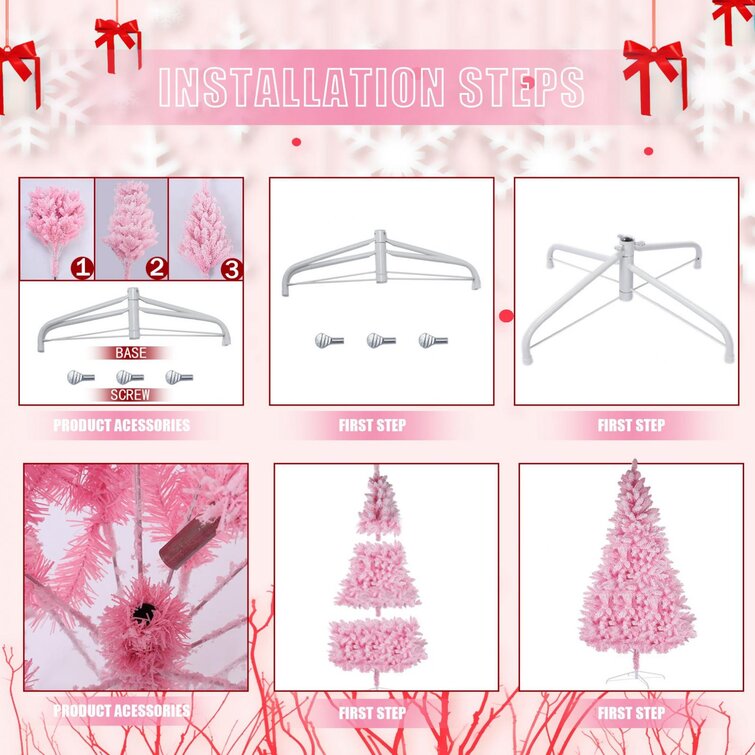 Pink Artificial Snow Flocked Christmas Tree