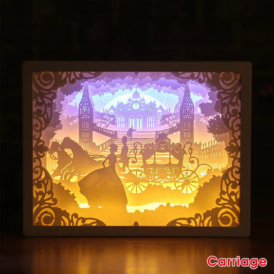 Christmas LED Carving Night Light 3D Shadow Paper Sculptures Lamp