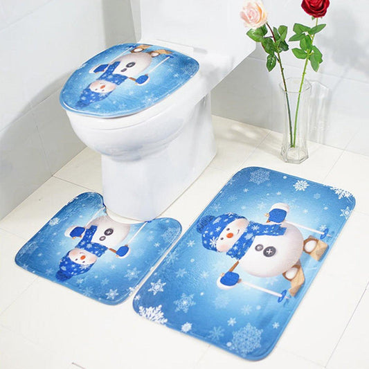 Christmas Snowman Bathroom Floor Mat