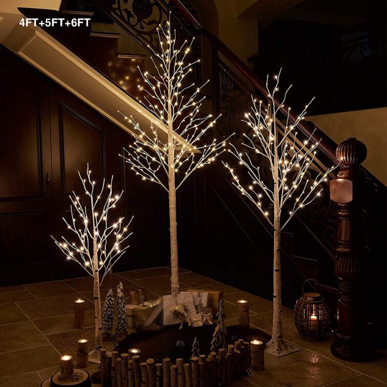 Birch Christmas Tree With 216 White LEDs