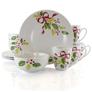 Holiday Ribbon 12 Piece Dinnerware Set, Service for 4