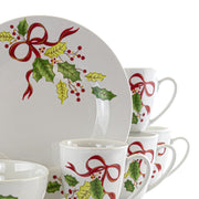 Holiday Ribbon 12 Piece Dinnerware Set, Service for 4