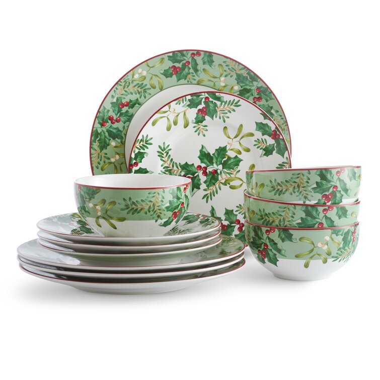 Christmas Foliage 12 Piece Dinnerware Set, Service for 4