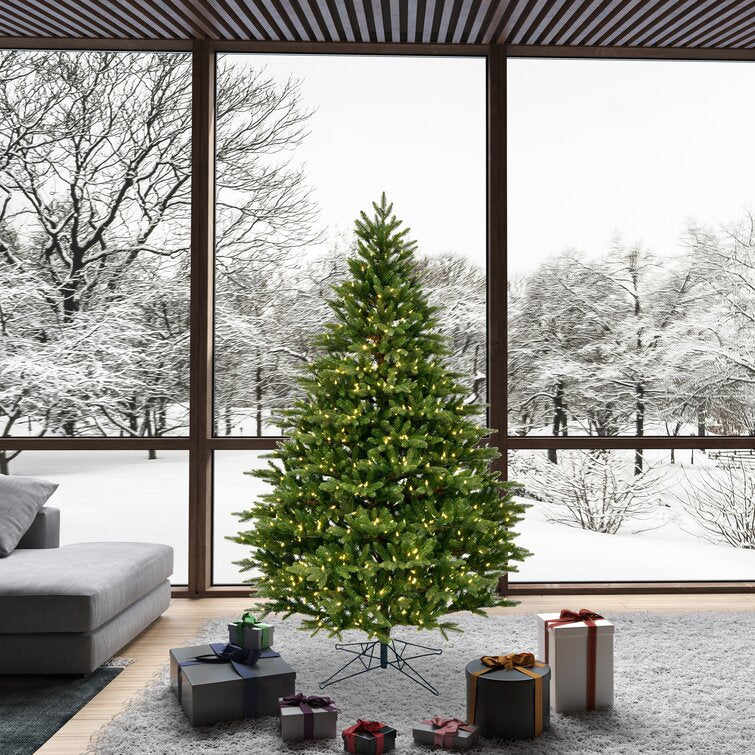 Christmas Tree 6.5' & Greenery Set Douglas Fir with Clear/White Lights