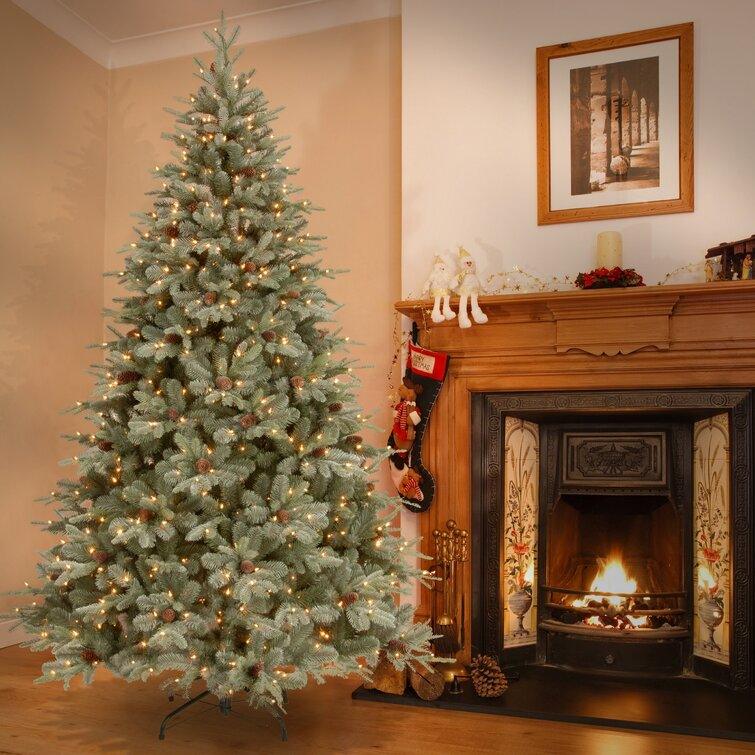 Customizable Christmas Tree & Greenery Set Frosted Arctic Spruce with Clear Lights