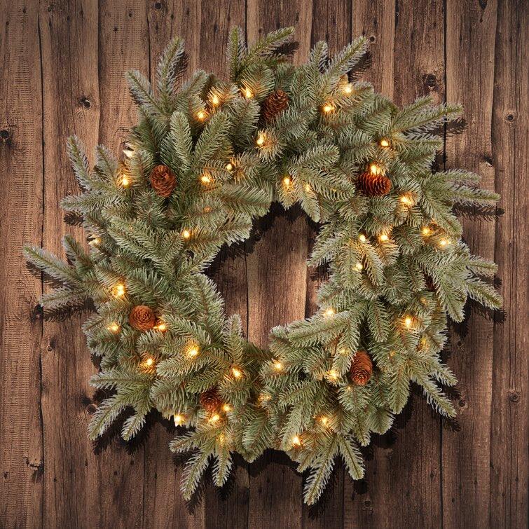 Customizable Christmas Tree & Greenery Set Frosted Arctic Spruce with Clear Lights
