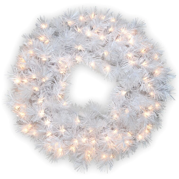 Customizable Christmas Tree & Wreath Set Wispy Willow Pine with Clear Lights