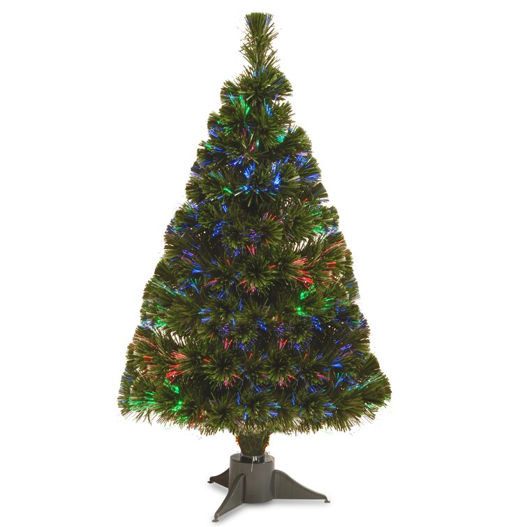 Fiber Optic 2.8' Green Pine Artificial Christmas Tree with Multi-Color Lights
