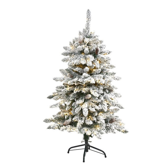 Flocked Artificial Christmas Fir Tree With Clear Lights
