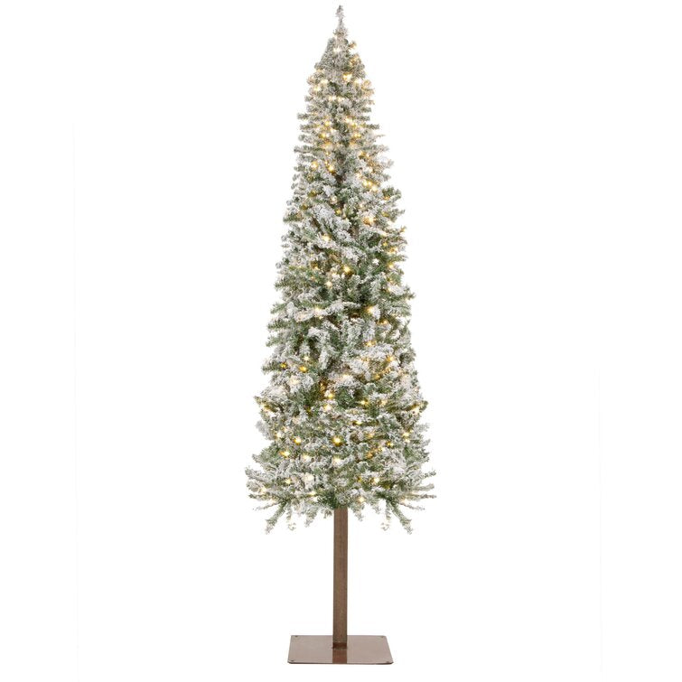 Flocked Spruce Artificial Christmas Tree With LEDs