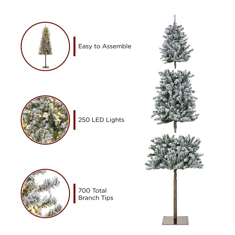 Flocked Spruce Artificial Christmas Tree With LEDs