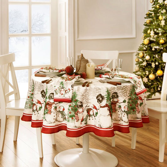 Geometric Round Christmas Tablecloth