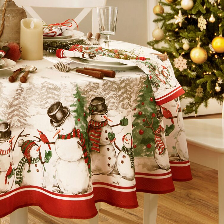 Geometric Round Christmas Tablecloth