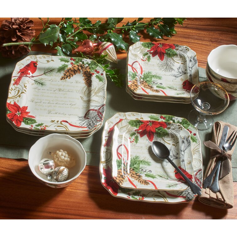 Holiday Wishes 12 Piece Dinnerware Set, Service for 4