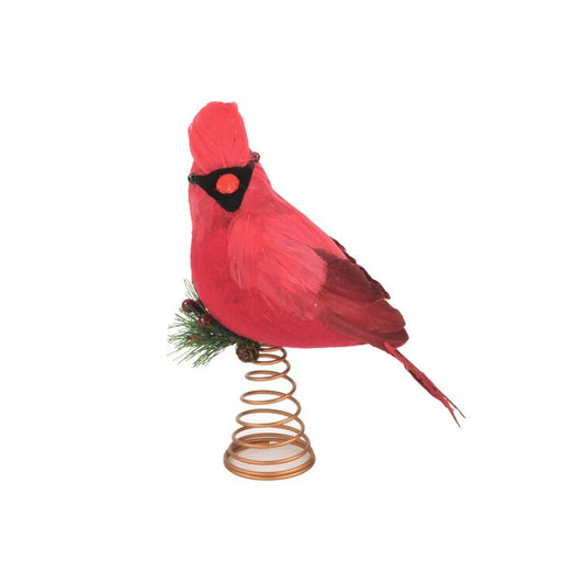 Holly Feather Cardinal Tree Topper