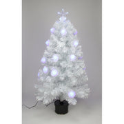 Iridescent Fiber Optic 4' White Artificial Christmas Tree with 24 Multi-Colored Lights