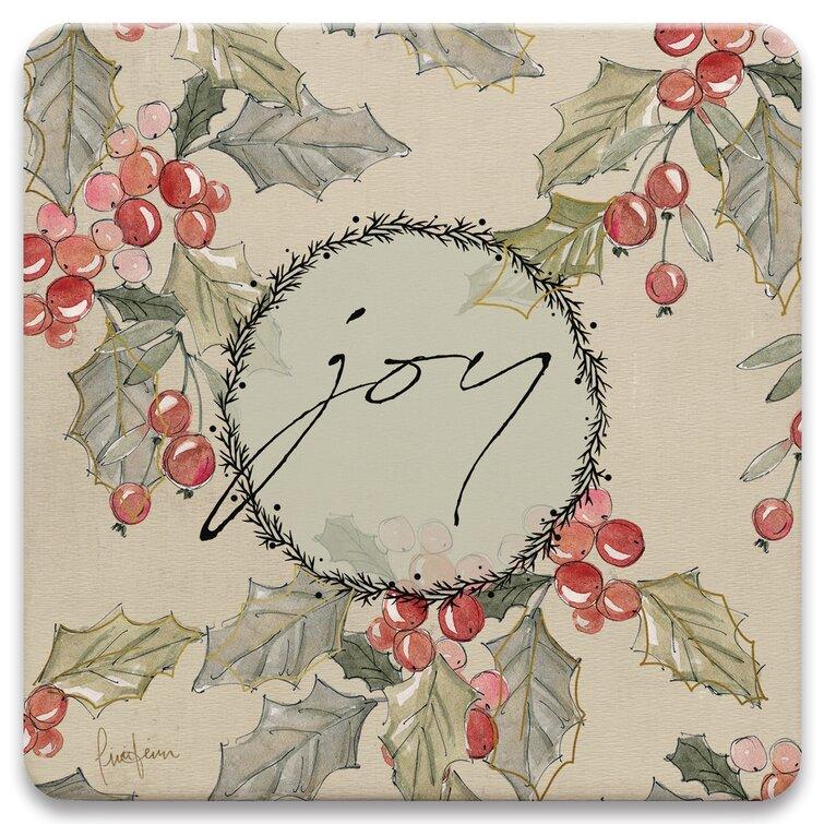 Joy Tabletop Art Drink Coasters Set Of Four - Christmas Décor Accent (Set of 4)