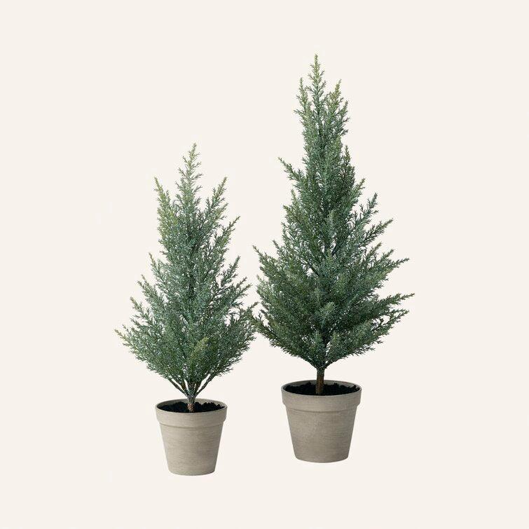 Mini Cedar Green 2 Piece Pine Artificial Christmas Tree Set