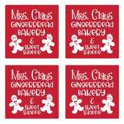 Mrs Claus Gingerbread Bakery and Sweet Shoppe Absorbent Stone Holiday Christmas Drink Coasters (Set of 4)