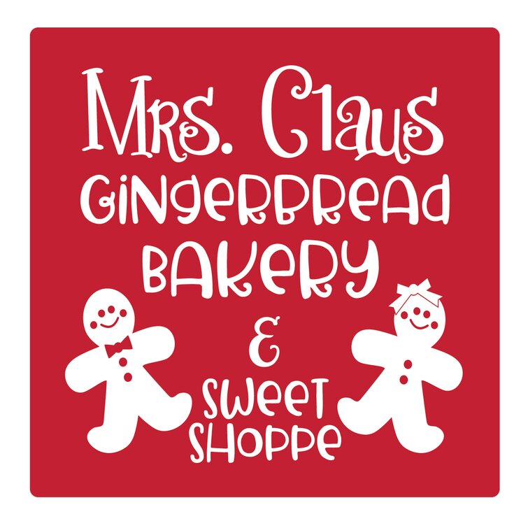 Mrs Claus Gingerbread Bakery and Sweet Shoppe Absorbent Stone Holiday Christmas Drink Coasters (Set of 4)