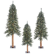 Natural Bark Alpine 3 Artificial Christmas Tree Set with 500 Clear Lights