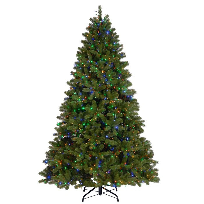 Omusa 90'' Lighted Artificial Fir Christmas Tree
