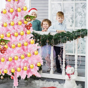 Pink Artificial Snow Flocked Christmas Tree, 7Ft Full Tree, With Metal Stand