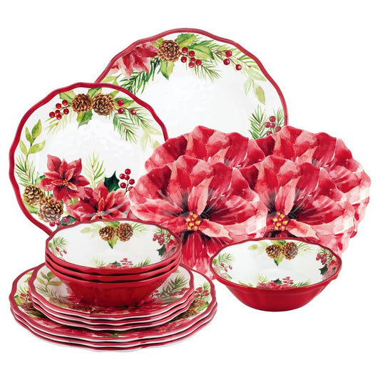 Poinsettias Dinnerware Set (Set of 16)