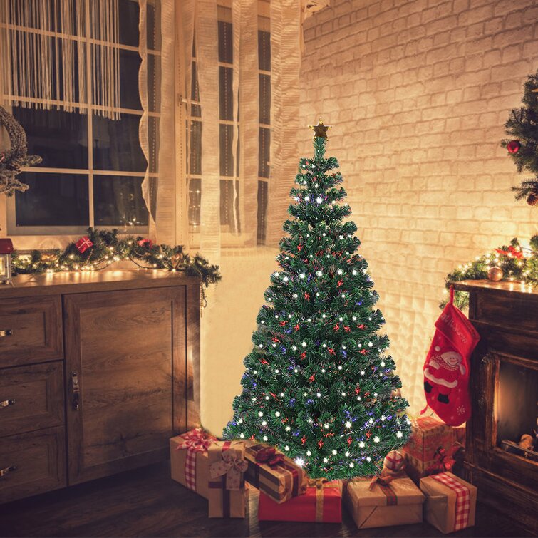 Pre-Lit Fiber Optic Top Star Christmas Tree with 180 Multi-Color Lights