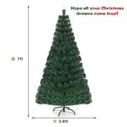 Pre-Lit Fiber Optic Top Star 7' Green Pine Artificial Christmas Tree with 280 Multi-Color Lights