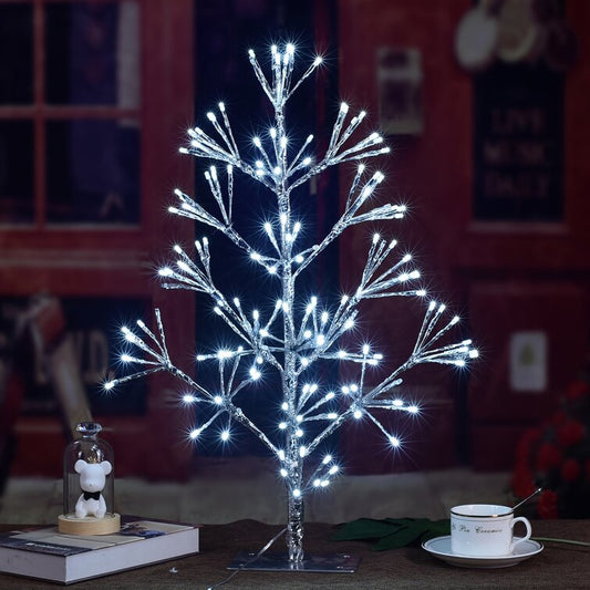 Silver Artificial Christmas Fir Tree With 144 LED