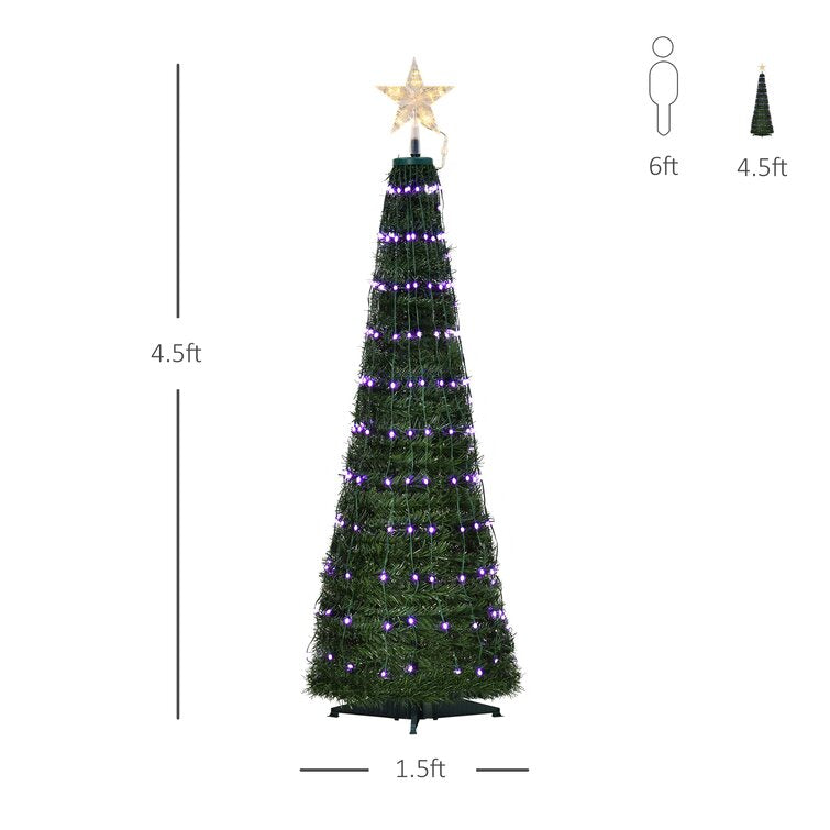 Slender Green Pine Cashmere Christmas Tree with 244 LED Color Changing Lights