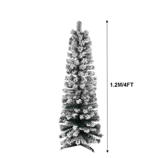 Artificial PVC Flocked/Frosted Christmas Tree 4' Slender Green/White 