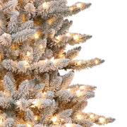 Slim Flocked Fraser 9' Green/White Fir Artificial Christmas Tree with 800 Clear/White Lights