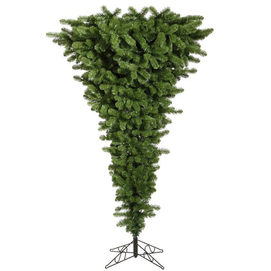 Upside Down 7.5' Green Artificial Christmas Tree with 500 Clear/White Lights