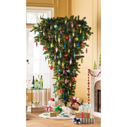 Upside Down 7.5' Green Cypress Artificial Christmas Tree with 500 Clear Lights
