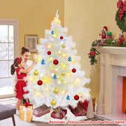 White Artificial Christmas Tree, 7Ft Full Tree, With Metal Stand