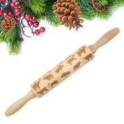 Wooden Christmas Embossed Rolling Pin Dough Stick