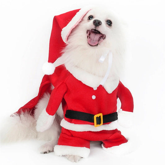 Christmas Pet Dog Costumes with Hat Funny Santa Claus Costume