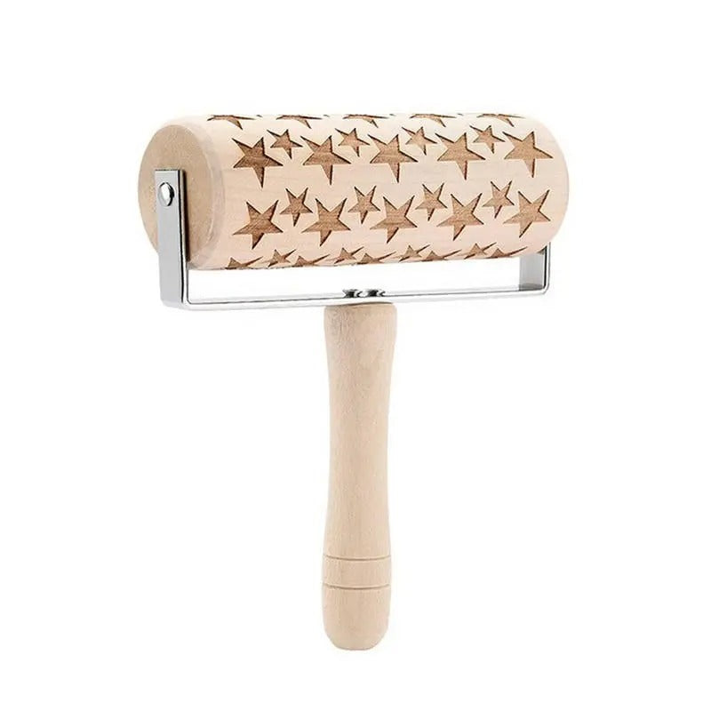 Push-Style Christmas Printed Embossing Rolling Pin Cookie Dough Stick