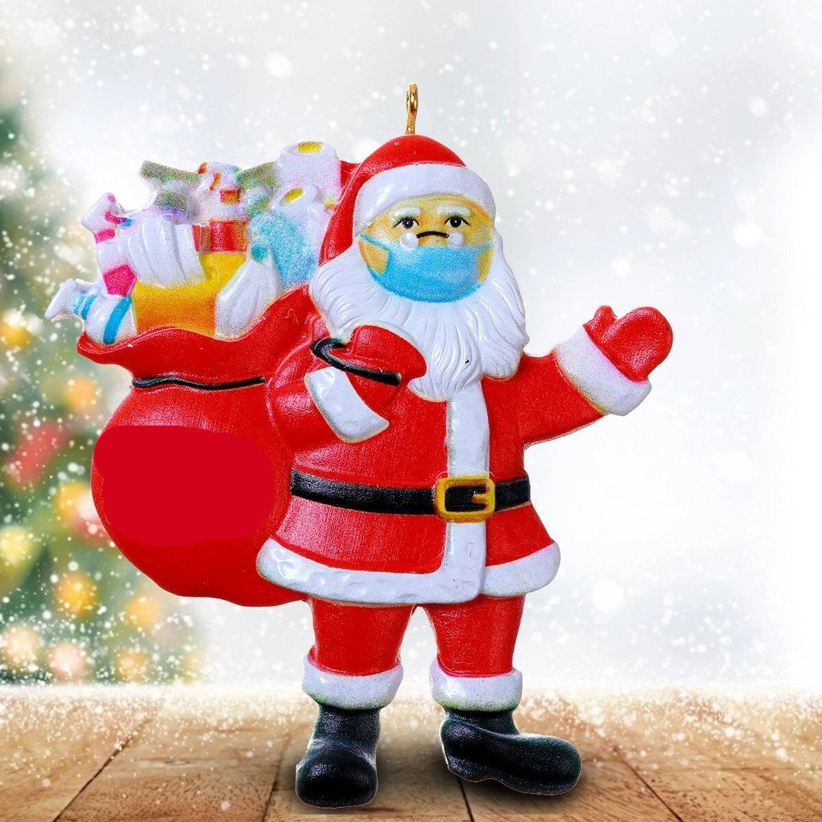 Christmas Ornament Santa Wearing Mask In Quarantine