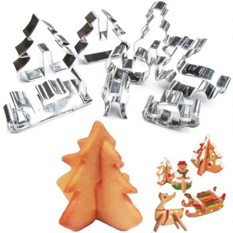 New 3D Stainless Steel Christmas Cookie Cutter Mold Set