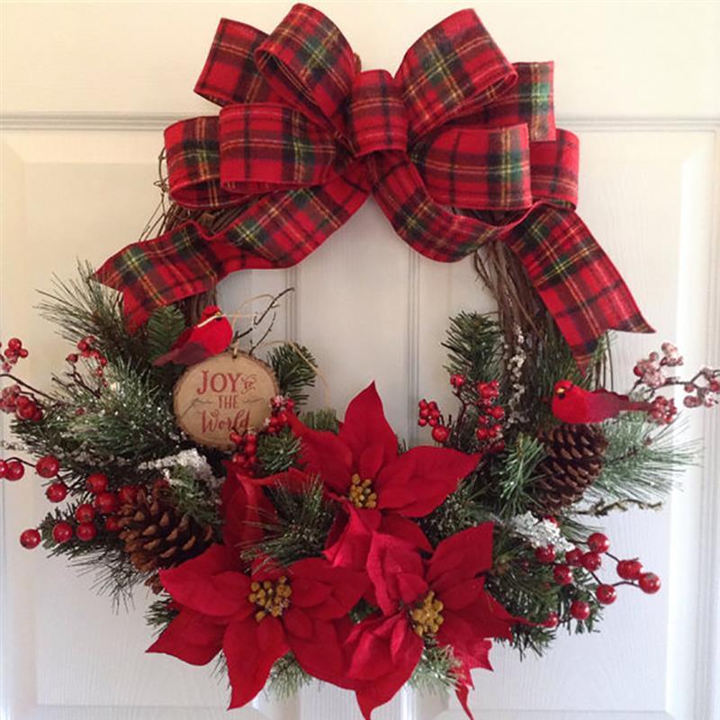 Christmas Wreath Artificial Plant Rattan Circle - Christmas Trees USA