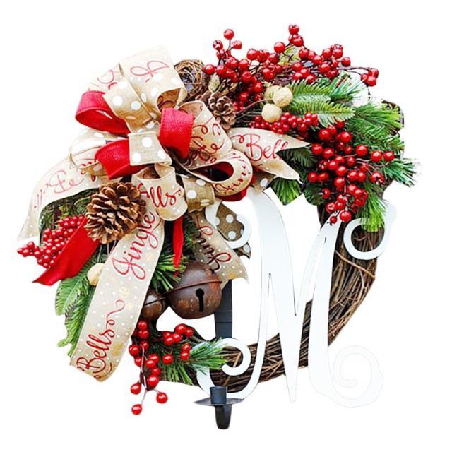 Christmas Wreath Artificial Plant Rattan Circle - Christmas Trees USA