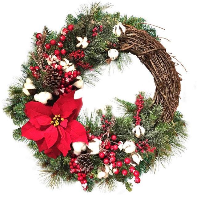 Christmas Wreath Artificial Plant Rattan Circle - Christmas Trees USA